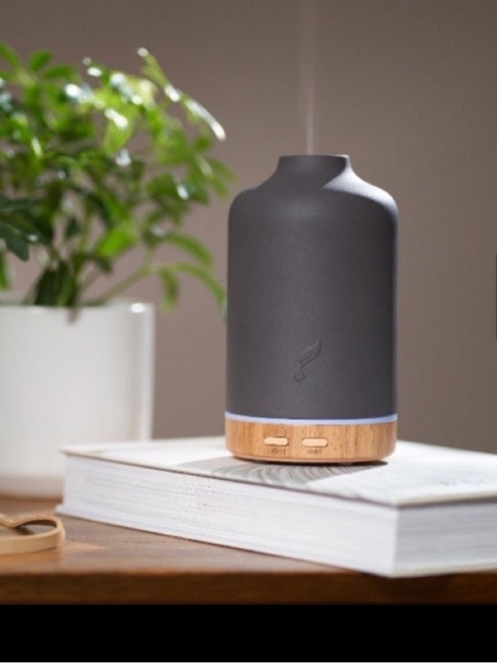 Young Living Dark Gray and Wood Essential Oil Diffuser